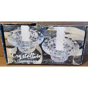 Crystallite 3 in 1 Candlerholder 2 Piece Set for Votive Stick Pillar Candle